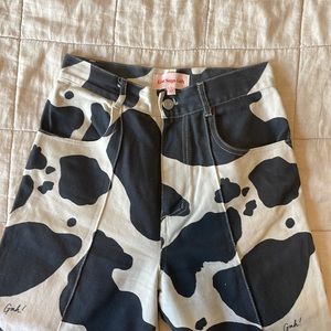 Lisa Says Gah Robyn Wide Leg Cow Print Jeans, 27
